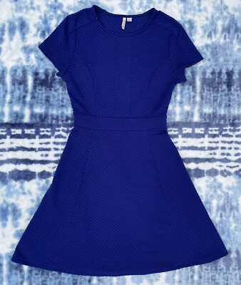 Elle Royal Blue Textured Skater Style Flow Skirt Dress size XS