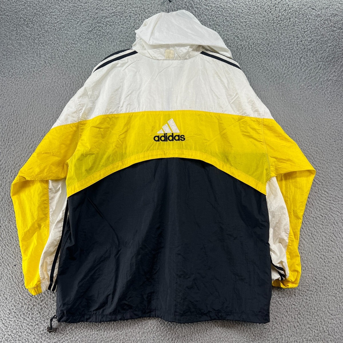 VINTAGE Adidas Jacket Mens Extra Large Windbreaker Black Yellow