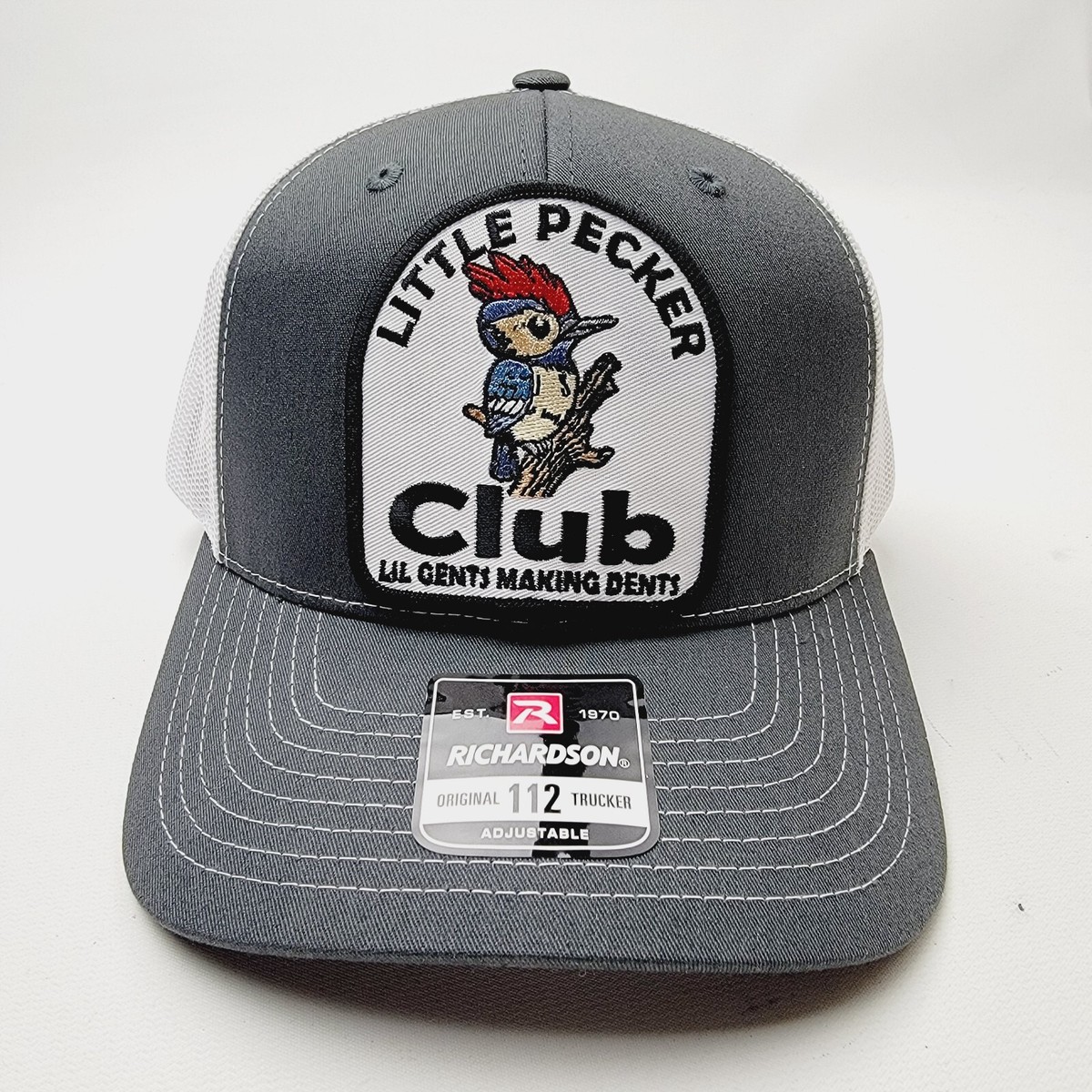 Retro Funny Little Pecker Industrial Trucker Hat – Mesh Snapback with Sewn Patch Hats for Men Snapback With Funny Patch | Little Peckers Club  main image 2