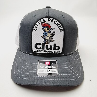 Funny Retro Little Pecker Club Embroidered Patch Flat Bill Mesh Snapback Cap Hat QUICK ORDER Little Pecker Club Member Hat- WH patch | Blk  main image 2