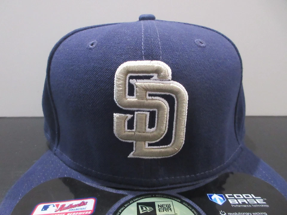 San Diego Padres Hat Cap Fitted Mens 7 3/4 Blue Gray Baseball Logo New Era - Image 2 of 4