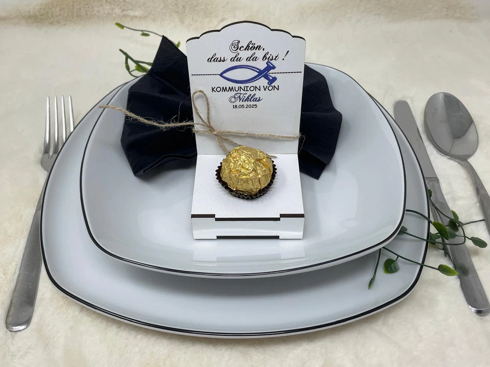 Gastgeschenk Kommunion Gastgeschenk Taufe Konfirmation Fisch Tischdeko Holz weis - Bild 2 von 4