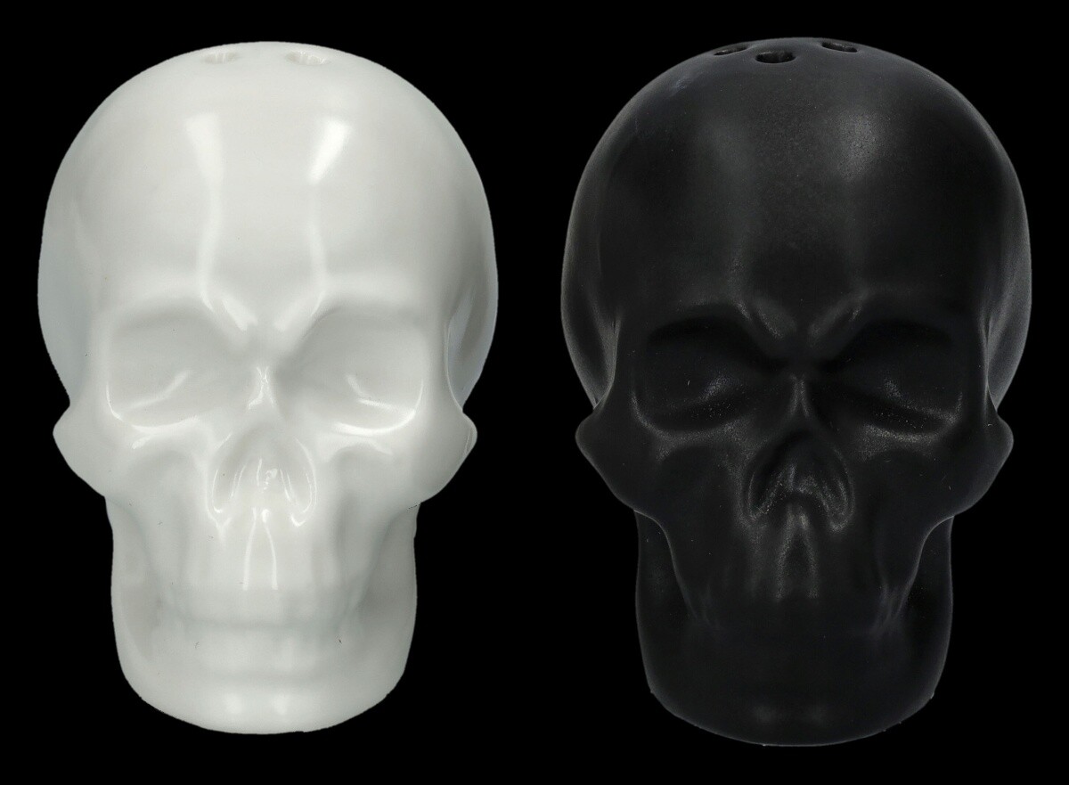 Salt and Pepper Shaker - Skulls Black White - Halloween Gothic Decoration Party