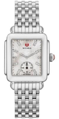 Michele Deco Mid Edelstahl Diamanten Rechteck Damen Uhr MWW06V000002