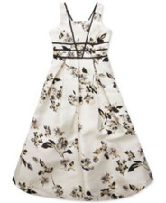 SPEECHLESS s Ivory Floral Sleeveless Jewel Neck Short Fit and Flare Evening Dres