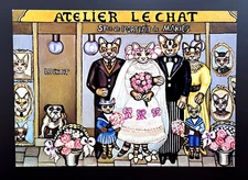 Postcard Atelier LeChat Cats Sylvie Harachouse Anthropomorphic Wedding Bride