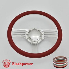 15.5 Billet Steering Wheel Red Half Wrap Restoration Chevy Ford Gto