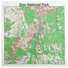 Printed Image Zion National Park Bandanna 22" x 22" Topographical Map Outdoors