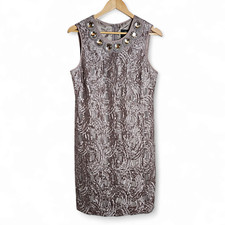 Adrianna Papell Women's Pearl Faux Jewel Swirl Sleeveless Party Dress Size 12