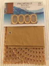 Palmdale Mid Century SHOWER CURTAIN  Hooks  OVAL Tub Mat Bath SET BRAND NEW