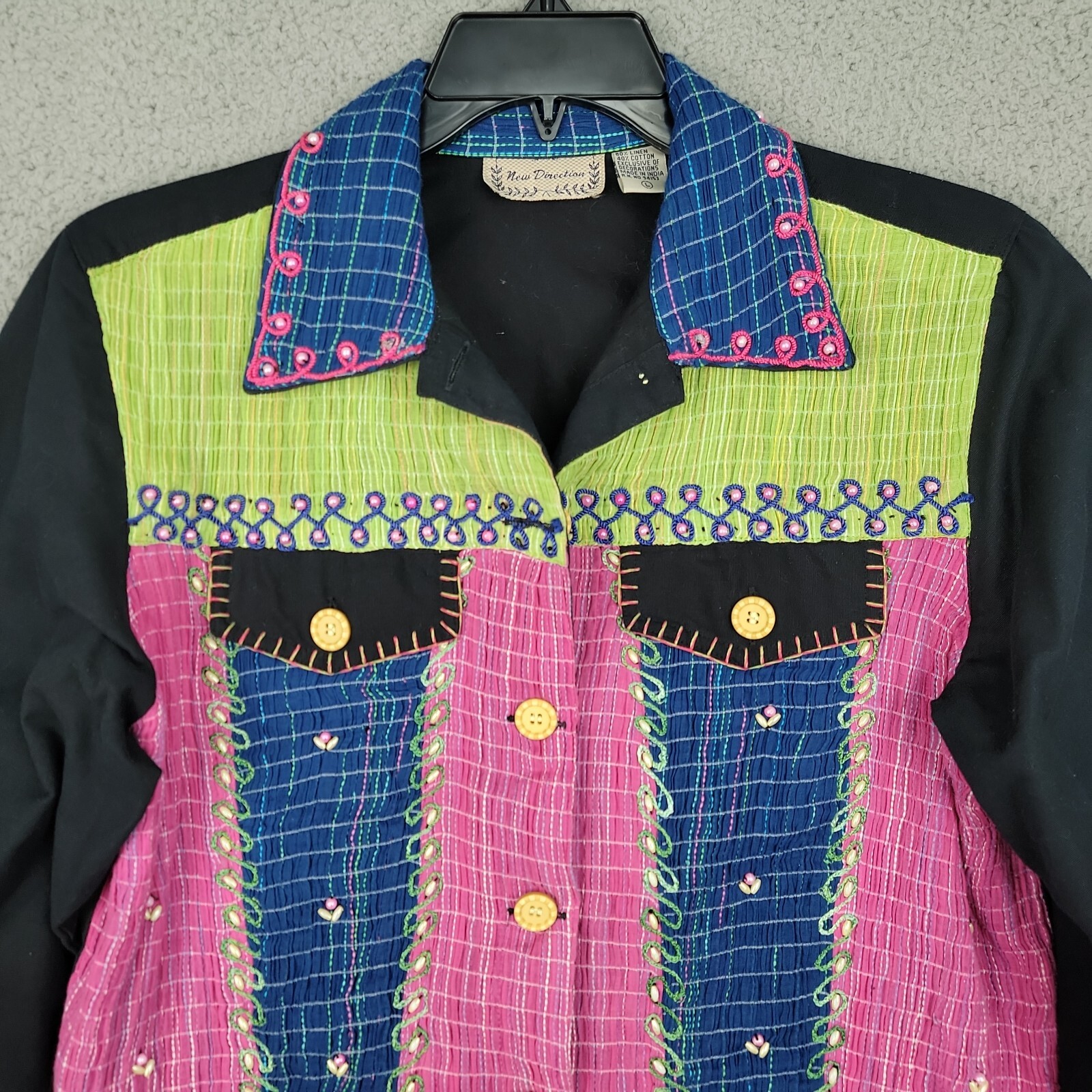 New Direction Jacket Womens Sz L Patchwork Embell… - image 3