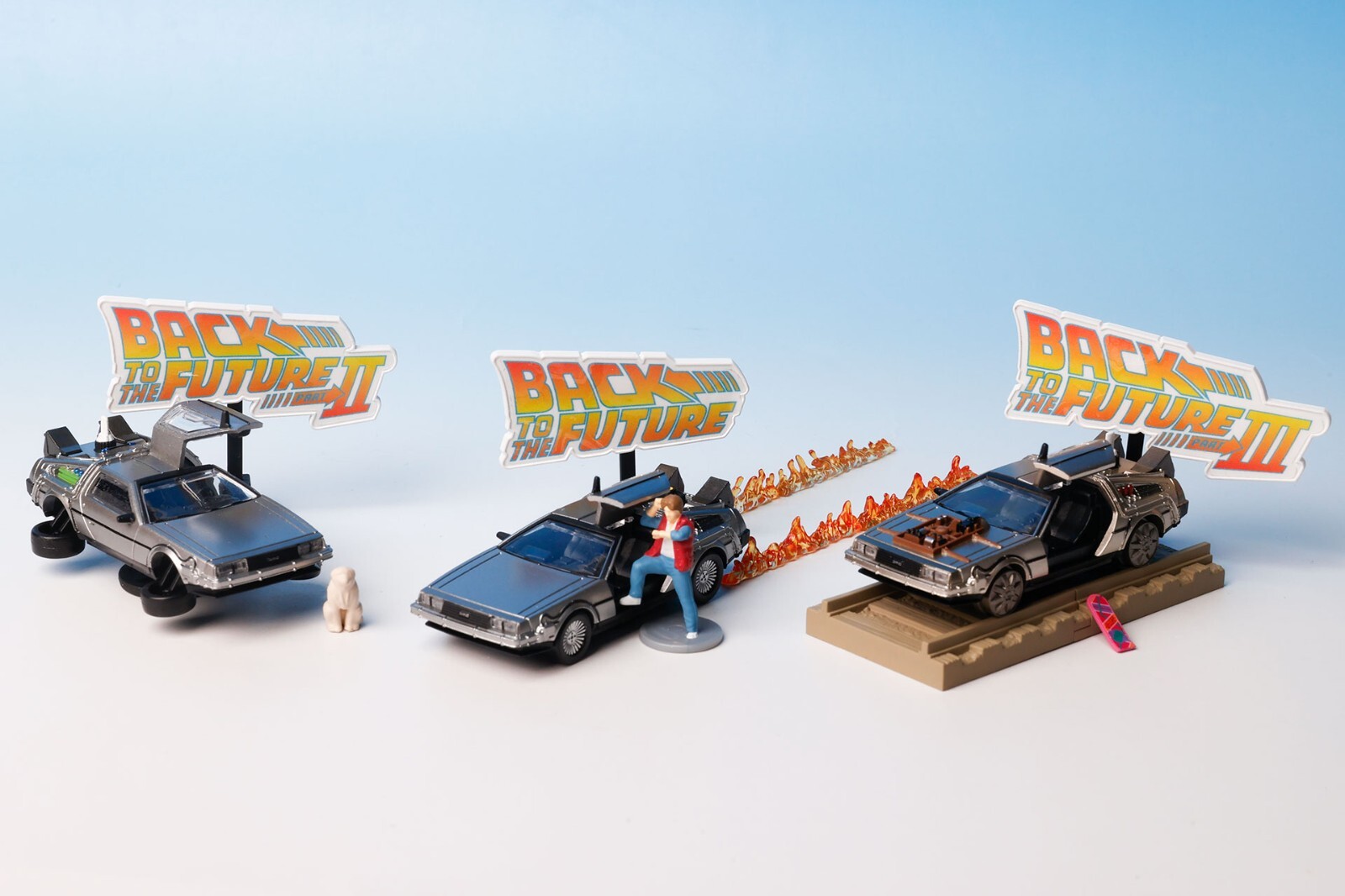 BACK TO THE FUTURE 1/64 Scale 3 Delorean Figure Complete Set TAKARA 2024 Marty