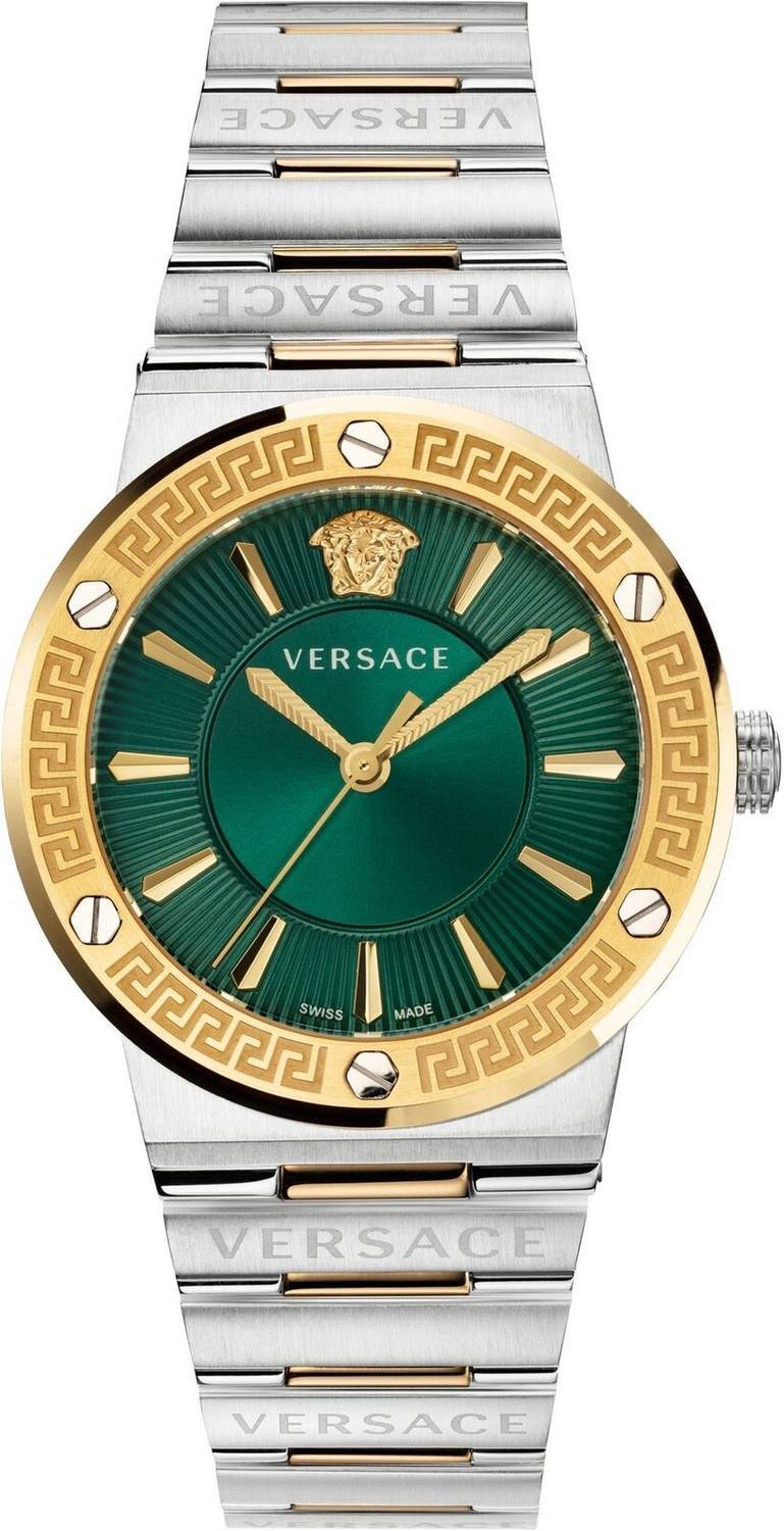 Versace VEVH00720 Greca Logo grün gold silber Edelstahl Armband Uhr Damen NEU - Bild 2