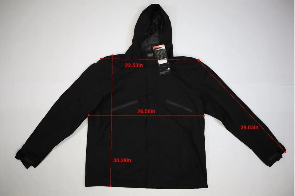BRP Can-Am Seil Packable Jacket Black Riding Full Zip Hooded Coat Mens 2XL - Image 2 of 4