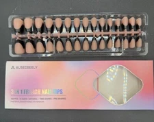 French Gel Nail Tips, 150pcs Black French Tip Press on Nails Soft Gel Fake Nails