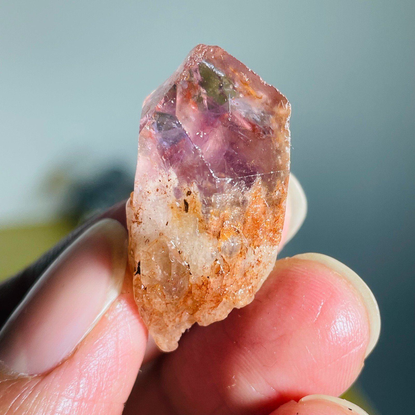 9g Natural Amethyst Pillar Scepter Backbone Pyramid Silver Sountain Particles