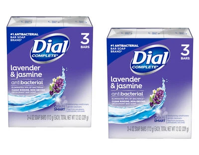 Dial Lavender & Jasmine Antibacterial 4oz. Bar Soap, 3 Count - Pack of 2
