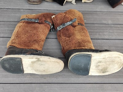 Winter Soviet leather boots Northern Pilot natural fur Унты