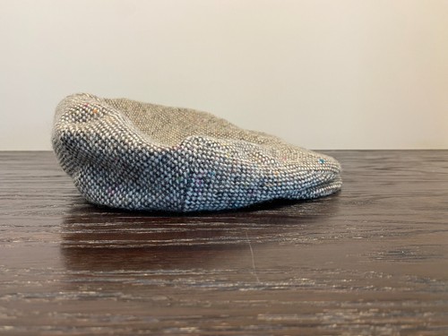 Vintage Hanna Hat Mens Small Gray Wool Snap Front Newsboy Flat Cap Donegal Irish - Picture 3 of 9