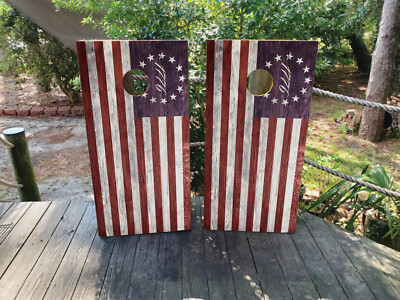 FADEPROOF Cornhole Board Wraps Laminated   /  1776 Thirteen Colonies US Flag