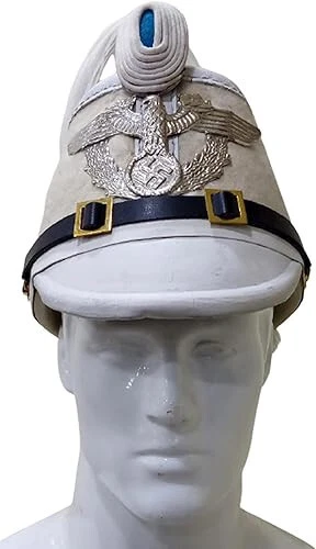 Casco Shako prusiano de cuero blanco para rangos de oficiales del Jagerbatallion Foto 2 de 4