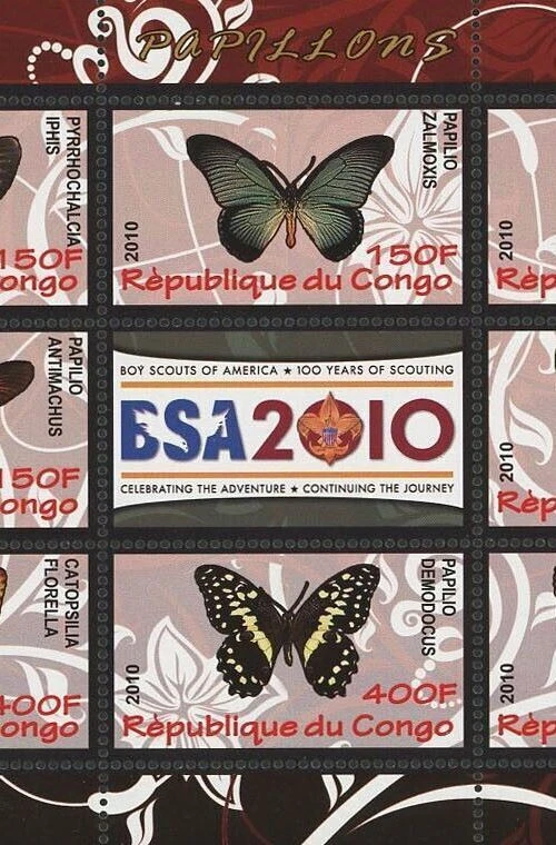 Butterfly Stamp Papipilo Xalmoxis Demodocus Souvenir Sheet of 9 Stamps MNH - Image 3 of 4