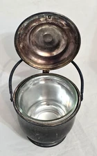 VINTAGE ART DECO ICE BUCKET TOWLE SILVER-PLATED GLASS INSERT SWING TOP BARWARE
