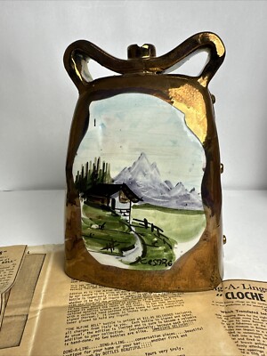 Vintage Hand Painted Alpine Bell Bottles Beautiful By Cesare 1970 Made In Italy