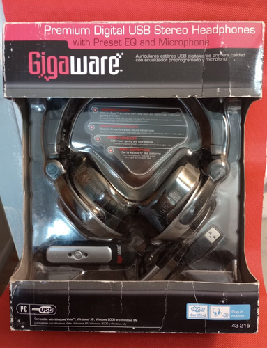 GIGAWARE Wrap Around Premium USB Stereo Headphones w Preset EQ & Mic 43-215 MIB - Picture 4 of 21