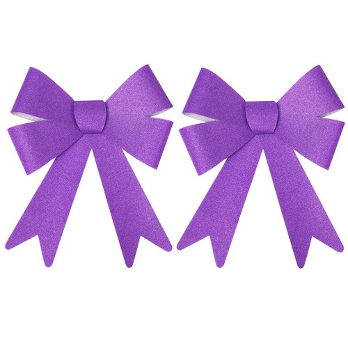 Christmas Glitter Bow Decorations - Pre-tied For Tree / Gifts / Table - Purple - Picture 4 of 4