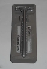 Gillette Sensor Metal Shaver Handle w/2 Cartridges SensorExcel Holder