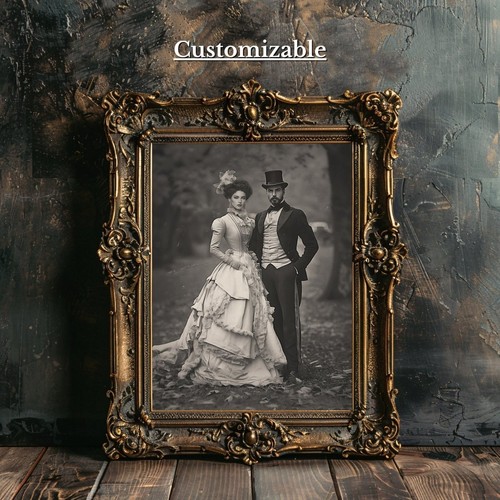 Custom Victorian Couple Wall Art Print – Personalized Romantic Vintage Portrait - Picture 3 of 40