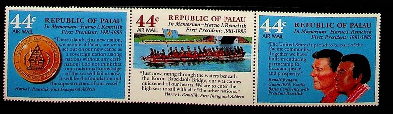 PALAU Sc C16a NH STRIP OF 1986 - FIRST PRESIDENT - (DL24)
