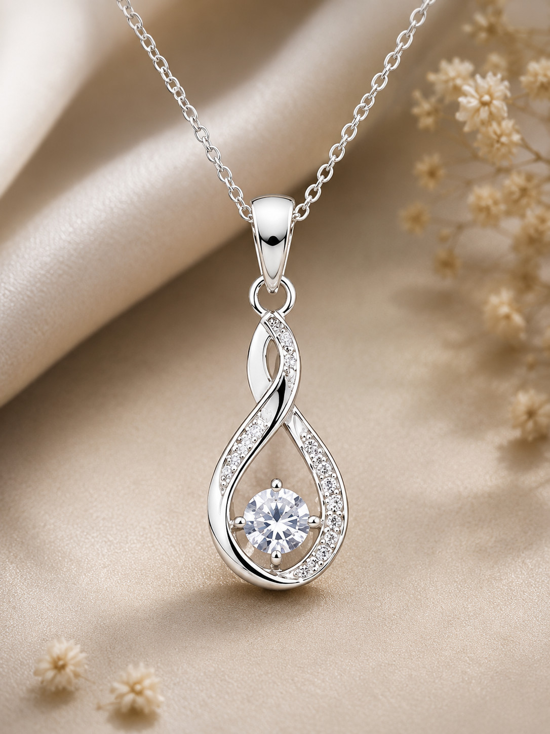 ✨ 925 Sterling Silver CZ Teardrop Pendant Necklace for Women 💎