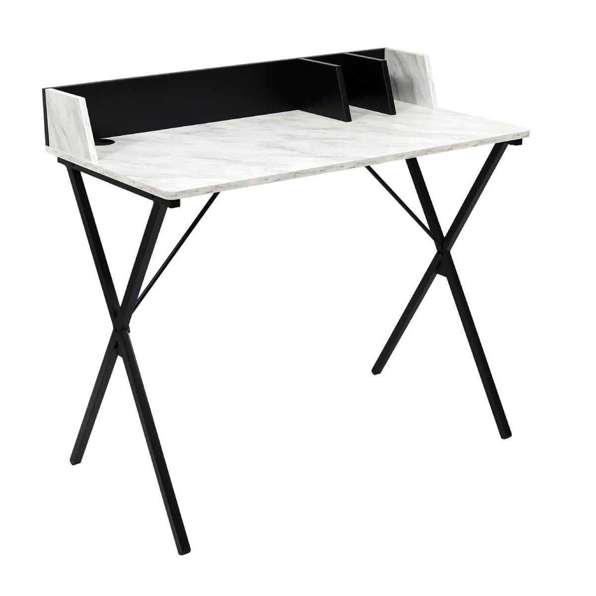 Bureau gris effet marbre Brice de 90cm pour ordinateur et petit espace