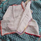 Lot of 3 White Cloth Handkerchiefs w/ Multicolor Crochet Trim, Approx 10" Sq — photo 1