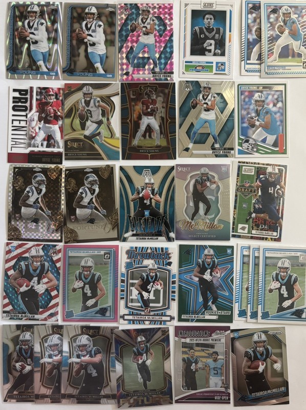 Carolina Panthers Card Lot Bryce Young RCs McMillan Hubbard Thielen & More