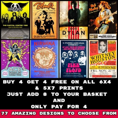 Rockband Musik Konzert Geschenke Poster Drucke Wandkunst Wohndeko (6x4 & 5x7)