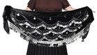 Women's Velvet Crochet Coin Hip Scarves Jingly Stretch Black Color 10pc lot