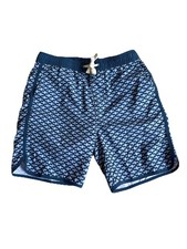 Fair Harbor Boys Lined Swim Trunks Size Large Blue Geometric Pattern