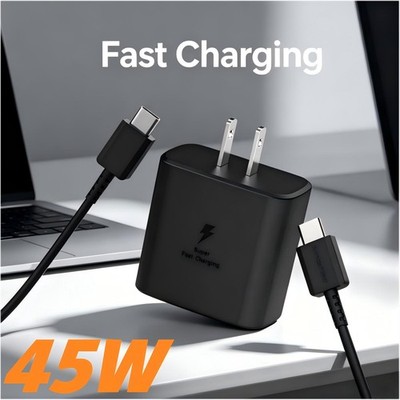 45W Fast Charger Type C 6FT Long Charging Cable for Samsung Galaxy S23/23+/S24+