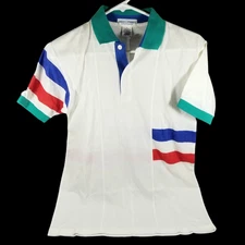 NEW Vtg Fred Perry Sportswear Polo Shirt Small White Green Blue Red Color Block