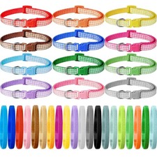 32 Pack Puppy Litter Collars Bulk Soft Colored Nylon Whelping Collars for Pup...