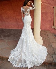 wedding dress size 8 Long Sleeve Mermaid Bridal Long Tail