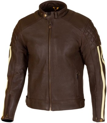 Merlin Icon D3O perforierte Motorrad Lederjacke, schwarz/gold, 54