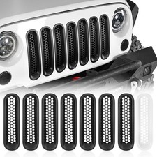 Hooke Road Matte Black Grill Inserts Front Mesh Grille Cover for 2007-2015 Jeep