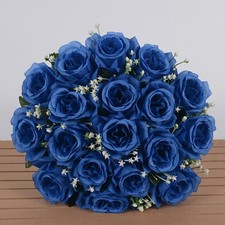 18 Heads Silk Rose Artificial Flowers Fake Bouquet Wedding Home Party Decor UK