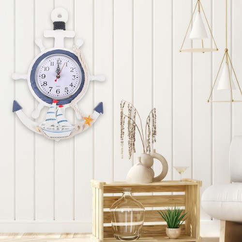 Wanduhr Funkwanduhr Quarz Analog Uhr Ruder Wand Dekouhr Küchenuhr 34x23 cm - Bild 5 von 12