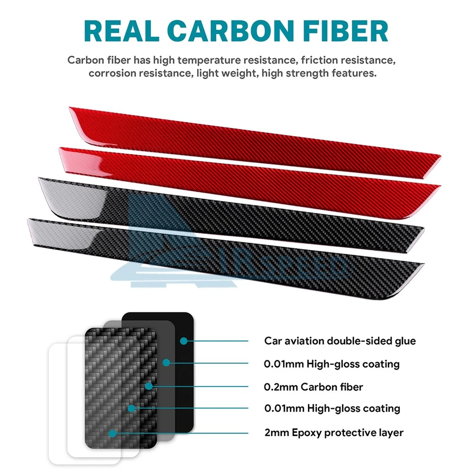 Cubierta de panel de tira de fibra de carbono negra para Subaru Legacy 2015-2019 Foto 2 de 4