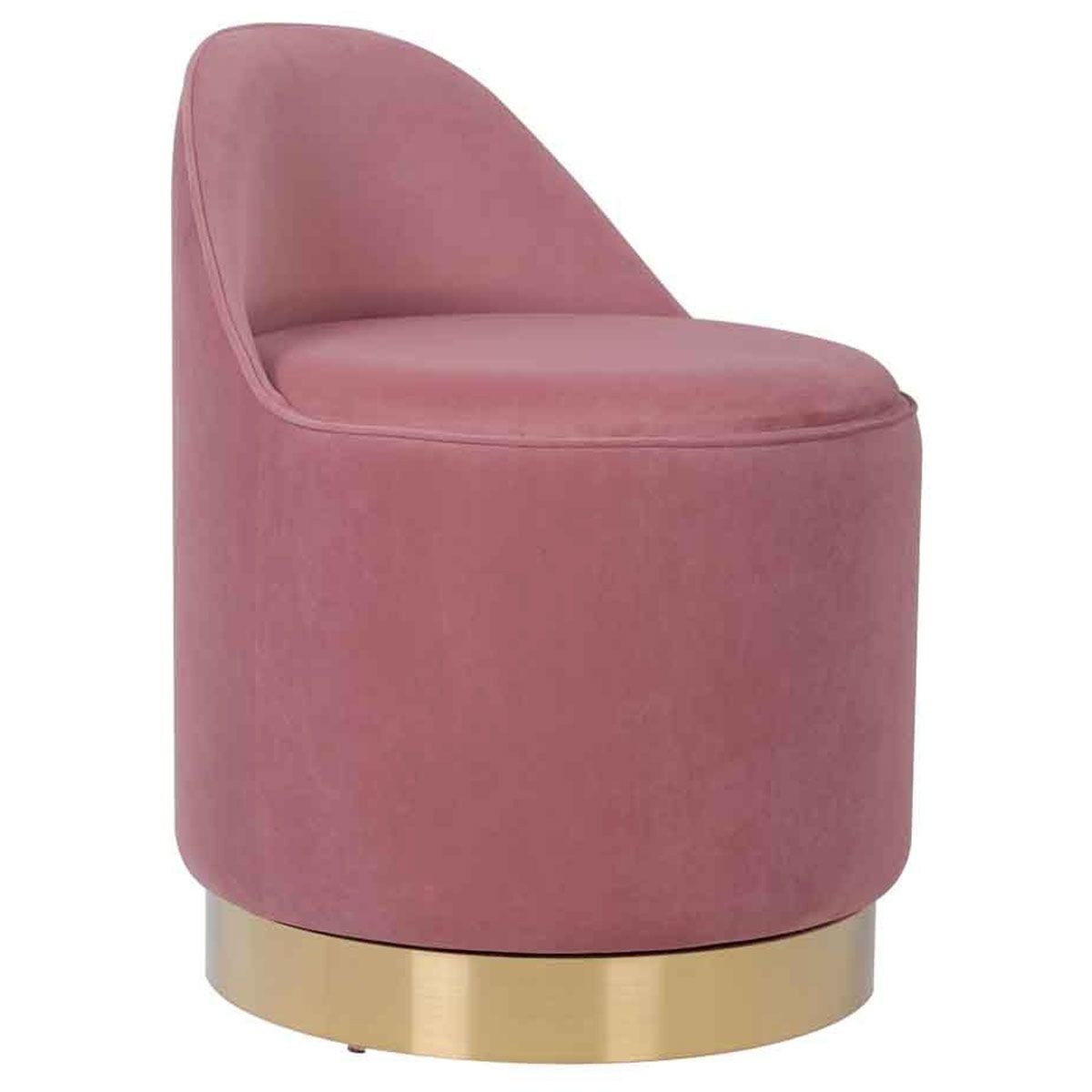 Tabouret pivotant Viktor de 68cm en velours haut de gamme coloris rose